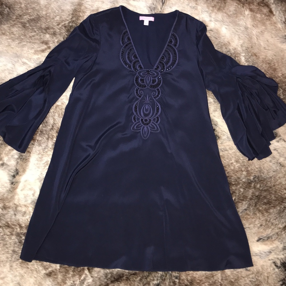 Lilly Pulitzer navy silk dress